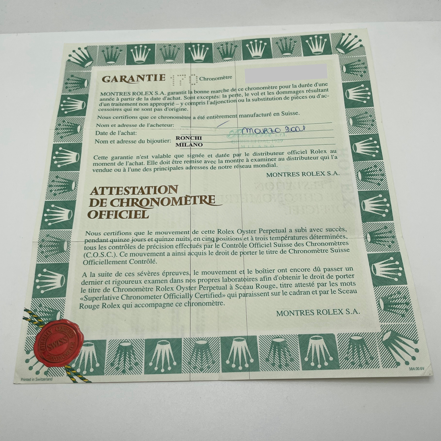 Rolex Daytona Ref. 116518 *MOP DIAL* Year 2001